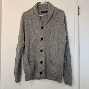 J. Crew Men's 100% Lambswool Shawl Collar Cardigan | Heather Grey | Large